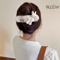 트루러비 핀멜 올림머리 반묶음 페이크퍼 큐빅 토끼 헤어 집게핀
