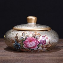 JINGHENG 가정용 사무실용 업소용 도자기 재떨이 빅사이즈 뚜껑 포함 주문 제작 가능+AGM731, T25-금 아이폰골드 뚜껑보함타입