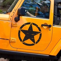 지프 스타 스티커 (빈티지 타입) SUV 오프로드 캠핑 (다양한 사이즈 가능), 1개, 화이트 (500mm)