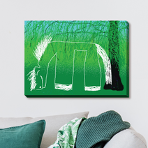 버드나무와 흰말 김점선 그림액자 (캔버스 액자포함), 마운팅블랙, 60x43.3cm