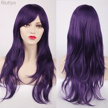 Riutiyo 여성 긴머리 S 컬 통가발, 보라색, 70cm, 1개