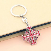 기독교십자가예수 Cottvott Enamel Color Jerusalem Cross Charms Catholic Christ Jesus Car Bag Keychain Keyring, [03] red