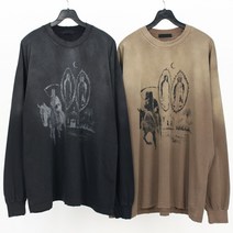 레어코드 스트릿 감성 나염 오버핏 워싱 긴팔티