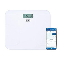 A&D Medical UC-356BLE 프리미엄 무선 와이드 베이스 체중계 의학적으로 정확한 판독을 위한 4개의 정밀 센서 블루투스 지원 계량 기계 스마트 저울 용량 249kg(5