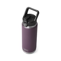 YETI Rambler 767.1g(26온스) 병 진공 단열 스테인리스 스틸 빨대 캡 포함 노르딕 퍼플 338786, Nordic Purple