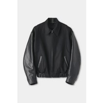 COOR 콘트라스트 울 스타디움 자켓 블랙