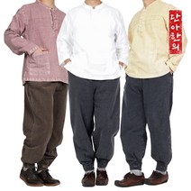 단아한의 남성 남자 봄 가을 개량한복 생활한복 와플 긴팔 세트 저고리 바지 법복 순면 절옷 생활한복(개량한복)