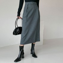 겟잇미 / 버클티 핀턱 트임 a라인 체크 롱스커트