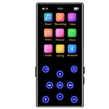블루투스 스피커 터치 키가있는 MP3 플레이어 내장 4GB -128GB HiFi 메탈 2.4 인치 휴대용 워크맨 라디오 FM 녹음 포함, 검정, 128GB