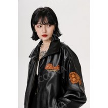 가죽 자켓 여성 레더 지컷 숏 여자 짧은 노카라 간절기 에코레더 크롭 오버핏