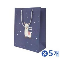 귀여운 알파카 쇼핑백 네이비중x5개 깔끔한 봉투 접는가방 기성 선물용품 기프트백, 상세페이지 참조