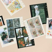 정사각 하드 바인더 세트/커버 네컷 4x6사진 앨범 노트 다이어리 속지 수납, 화이트 앨범 속지 10매x4