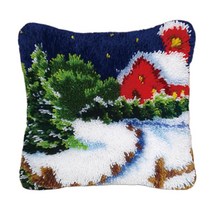 래치 DIY 러그 카펫 공예 쿠션 자수 세트 크로 셰 뜨개질 성인 43x43cm, 스노우 하우스