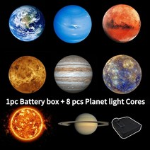 플래닛 프로젝션 램프 8pcs 라이트 시트 사진 지구 태양 갤럭시 라이트 프로젝터 참신 분위기 라이트 파티 사진 소품, 8pcs 프로젝터 램프