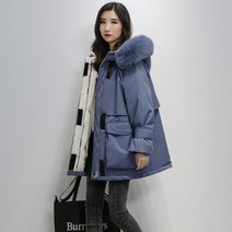 Tamina 오리털 패딩 뉴 다운 여성 루즈 플러스 두꺼운 퍼 칼라 코트 파이 오버 여성 미디엄 기장