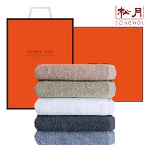 송월타올 호텔 수건 에뚜알 150g 40수 5매 세트 + 쇼핑백, 올리브그린