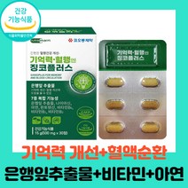 코오롱제약 징코플러스 은행잎추출물 혈액순환 뇌 건강 에 좋은 기억력 영양제 혈행개선 징코 500mg 30정, 1개(1개월분)