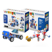 2023 토이어워드수상! 건축블럭1+교통블럭1 장난감 2종세트, 기차, 소방서