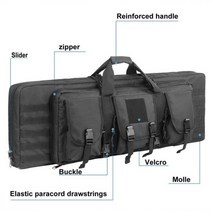 생존가방 38 인치 전술 더블 라이플 케이스 소프트 건 가방 잠금 지퍼 사이드 암 포켓 패딩 핸들 슈팅 레인지 백팩, Black