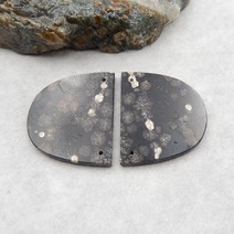 비즈공예 원석 준보석 쥬얼리 천연 스노우 플레이크 흑요석 더블 홀 귀걸이 액세서리 여성용 35x29x3mm 13g, 한개옵션0