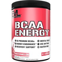 EVL BCAAs 아미노산 파우더 - 천연 카페인이 함유된 수분 BCAA 파우더 운동 후 회복 음료 - 근육 회복 린 성장 및 지구력을 위한 BCAA 에너지 운동 전 파우더 - 수, 30 Servings (Pack of 1), Watermelon