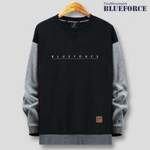 블루포스 코리아 남녀공용 실럿티 오버핏 맨투맨(JJMTU5) 배색 긴팔티셔츠 커플룩 단체복