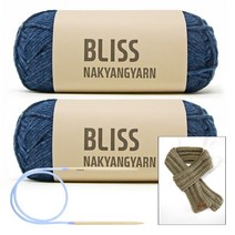 [니뜨] 블리스 뜨개실(50g)x2볼+줄바늘6.0mm, 337_데님