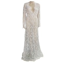 2X 출산 사진 소품 Maxi Maternity Gown V-Neck 레이스 드레스 임신 드레스 멋진 촬영 (흰색 m / l)
