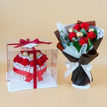 킨더초콜릿 페레로로쉐 비누꽃 케이크 꽃다발 세트 발렌타인데이 화이트데이 로즈데이 생일 기념일 선물