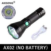 LUMINUS USB 충전식 LED 손전등 26650 여행 탐조등 캠핑 전술 토치 SST40 T20 4200LM, [02] AX02 (NO BATTERY)