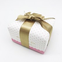 비엘씨 허니러브 접이식 주자리본 종이스타핑 직사각 선물상자(10.5x8.8x7.5cm), 1개, 화이트땡땡이