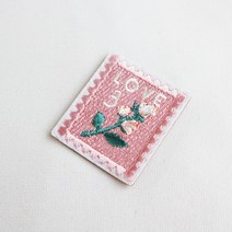 [88서울올림픽우표] 플라이쿱 LOVE 꽃 우표 열접착식 자수패치 와펜 세트 2개입