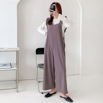 러블리감성 소은 프릴 멜빵 와이드 팬츠