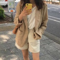 봄여름 가을 정장 오피스룩 내추럴 베이직 린넨 자켓:No8805ea