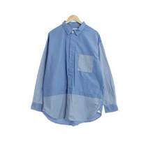 유니클로 블루 스트라이프 면 루즈핏셔츠 남자 XL [ ] 0029