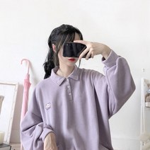 트레이닝복 운동복 세트 두껍고 신선한 버튼 다운 칼라 후드 여성용 하라주쿠 얼짱 루즈핏 학생 한국