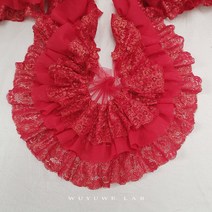 페브릭장식1M 화이트 자수 3 겹 메쉬 레이스 트림 럭셔리 바느질 원단 DIY 공예 웨딩 장식, 09 red