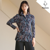 [플리츠미] 와이어 칼라 페이즐리 주름 블라우스
