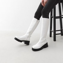투박한 사각코 워커바닥 지퍼 통굽 롱부츠(6.5cm) 9149
