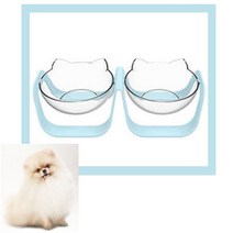 강아지 고양이 각도조절 식기 민트 2구 반려견식탁 볼