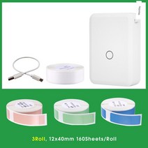 블루투스 프린터 A4 D110 포켓 무선 휴대용 종이 라벨 스티커 프린터 감열 가격 마커 사무실용 흰색, 03 D110 3Roll 12x40mm