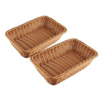 다 들어가는 장 바구니 빵 과일 및 채소 용 테이블 또는 카운터 디스플레이용 직사각형 바구니 2 개 시장, 1M, 01 브라운