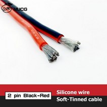 전기 차량용 자동차소모품 장비 실리콘 케이블 레드 블랙 와이어 자동차 배터리 배선 10awg 8awg 6awg 4awg 2awg 18 16 14 12 10 8 6 awg 10076, 2핀 블랙-레드, 1m, 22AWG