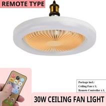 천장 팬 LED 원격 E27 조명 침실 스위치 제어 30 와트 2400LM 홈 램프 AC86-25V 드롭 배송, 02 4