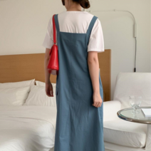 미라클세븐 M7 여자 슬리브리스 슬릿 서스펜더 원피스