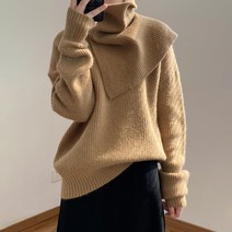 패스타임 탈부착이 넥워머 하이넥 스웨터 세트SET 겨울 브이넥 폭신폭신 긴팔 니트 상의