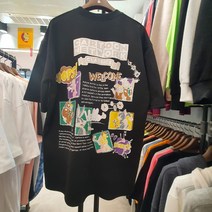 카툰 프린팅 박스핏 반팔티