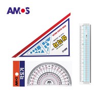 AMOS 각도기 + 삼각자 + 프롬 15cm 컷팅자 세트, 2세트
