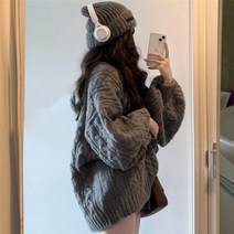 여성 루즈핏 박시 브이넥 니트 스웨터 하늘비즈 A11 L406V717
