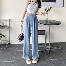 여자의 높은 허리 매달려 넓은 다리 바지 여름 얇은 느슨한 정장 바지 스트레이트 바지 캐주얼 바지